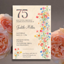 Floral 75th Birthday Wildflower Party Suite