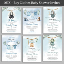 MIX - Clothes Boy Baby Shower Invitations