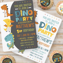 Cute Modern Dino Dinosaur Kid's Birthday Party