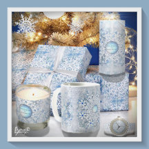 Ceramic lace sky blue & snowflake