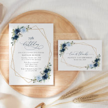 Navy and Blue Flowers Birthday Collection