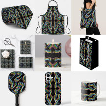 Pretty Rainbow Colored Ribbon Rows Pattern Art