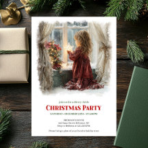 Vintage Victorian Little Girl Christmas Invites 