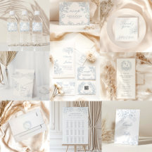 Elegant French Floral Blue Toile Wedding