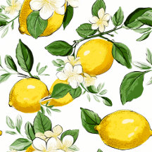 Yellow Citrus Bloom Lemon Floral Pattern