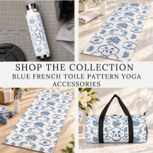 Blue French Toile Pattern Yoga Accessories