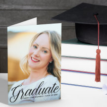 Chic Script Overlay Graduation Photo Announcements