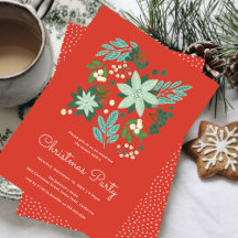 Floral Christmas Party invitation 