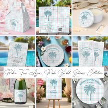 Palm Tree Azure Pink Checkered Bridal Shower