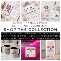 Blush Pink Nail Stylist Script Font Business Kit