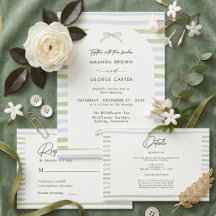 Sage Green Stripes Bow Wedding 