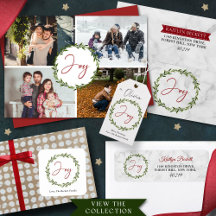 Modern "Joy" Christmas Wreath Holiday Collection