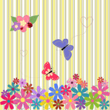 Summer Cute Butterfly Colorful Flower Garden