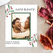 Cranberry Christmas Save the Date Invitation