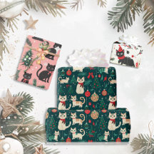 Cute Retro Cats Christmas Wrapping And Gifts