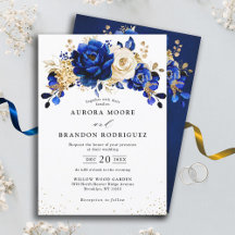 Royal Blue Gold Floral Wedding Design