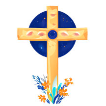 Christian Cross with Flowers