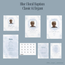 Blue Floral Baptism – Classic and Elegant