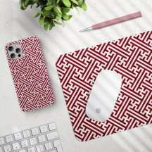 Sayagata pattern, Japanese, Burgundy and White