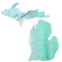 State of Michigan Silhouette Filled Watercolor
