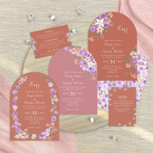 Peach, Lilac and Terracotta Wedding Invitations