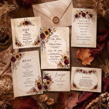 Autumn Sunflower & Burgundy Dahlia Wedding 