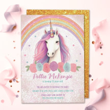 Pink Unicorn, Roses & Rainbow Birthday Party