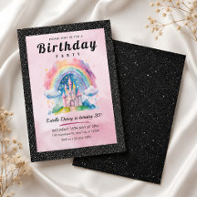 Pink Glitter Rainbow Castle Princess Birthday