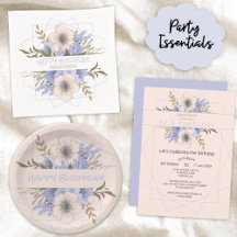 Violet and Peach Floral Wild Rose Birthday 