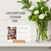 2026 Calendar - Luxe Script Easel