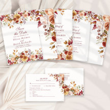 Burnt Orange Peach Autumn Flowers Wedding Theme