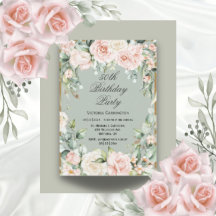 50th Fifty Fiftieth Floral Sage Green Birthday