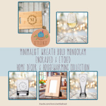 Minimalist Wreath Bold Monogram Engraved & Etched