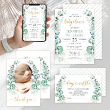 Eucalyptus leaves gold gender neutral baby shower