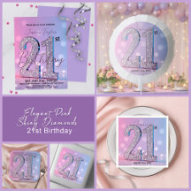 Elegant Pink and Shiny Diamonds 21st Birthday