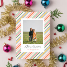 Chic Joyful Stripes Christmas Stationery 