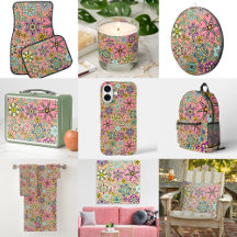 Spring Season Retro Flower Colors Seamless Pattern