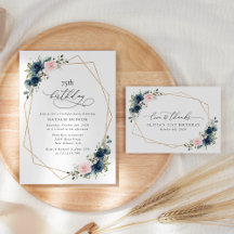 Navy and Pink Flowers Birthday Collection