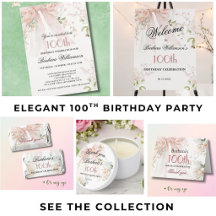 Elegant Pink Bow Floral 100th Birthday Collection
