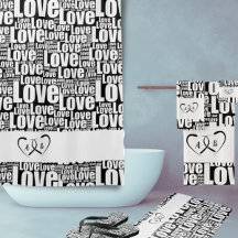Love Typography & Hearts - Bathroom