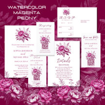 Watercolor Magenta Peony-Wedding Collection
