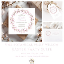  Pink Watercolor Pussy Willow Easter Party Suite