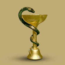 Beige Medical Snake Bowl Hygieia Gold Caduceus