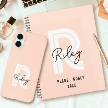 Monogram   Cute Retro Chic Blush Pink Girly Script