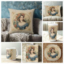 Vintage, Beautiful Women in The Flowers Garden