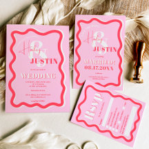 Retro trendy curve squiggle wavy wedding