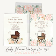 Girl Baby Shower Vintage Floral Carriage