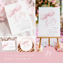 It’s a Girl Pink Bow Baby Shower
