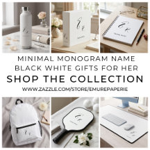 Minimal Monogram Name Black White Gifts For Her