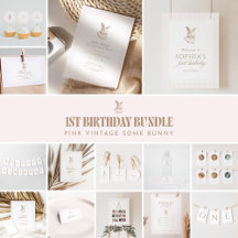 Pink Vintage Bunny Some Bunny Is Turning One